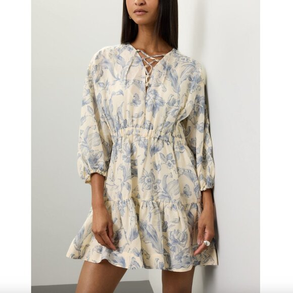 SANDRO Josella Blue Floral Dress Size 34 - Picture 3 of 8